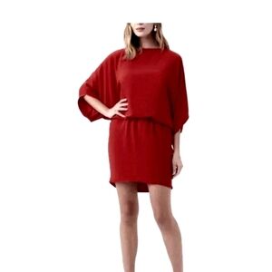 NWT Trina Turk Manhattan Satin Blouson Rosselle Red Mini Dress